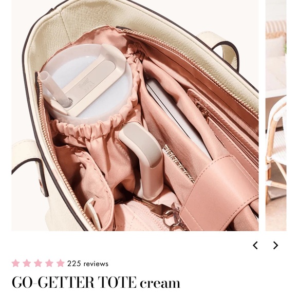 Poppy & Peonies Go Getter Tote in Cream - Picture 3 of 7